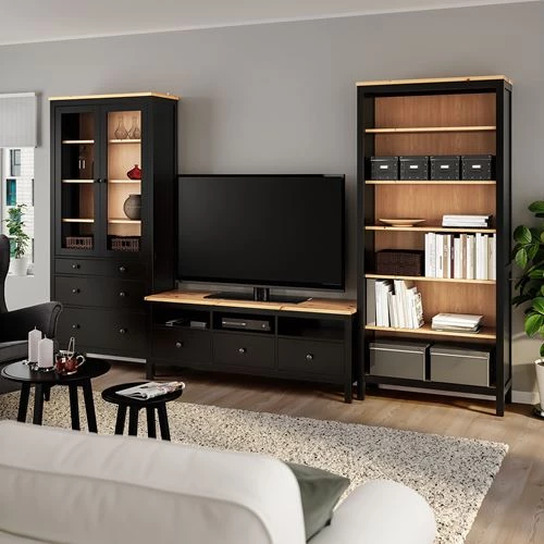 Комбинация под ТВ - IKEA HEMNES, 47x326x197 см, черный, Хемнэс ИКЕА (изображение №2)