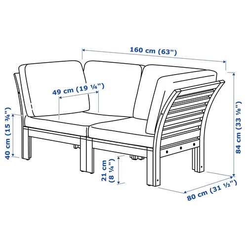 Модульный диван 2-местный - IKEA APPLARO/ÄPPLARÖ, 160x80 см, коричневый/светло-коричневый, ЭПЛАРО ИКЕА (изображение №4)