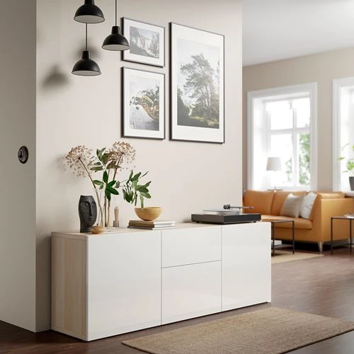 Комбинация для хранения - IKEA BESTÅ/BESTA/БЕСТА/БЕСТО ИКЕА, 180x42x65 см, белый (изображение №3)