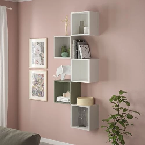 Комбинация навесных шкафов - IKEA EKET, 70х25х175 см, белый/светло-серый, ЭКЕТ ИКЕА (изображение №3)
