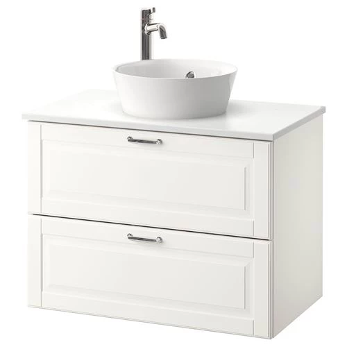 Шкаф со столешницей+раковина - IKEA GODMORGON/TOLKEN/KATTEVIK, 82x49x75 см, белый ГОДМОРГОН/ТОЛКЕН/КАТТЕВИК ИКЕА (изображение №1)