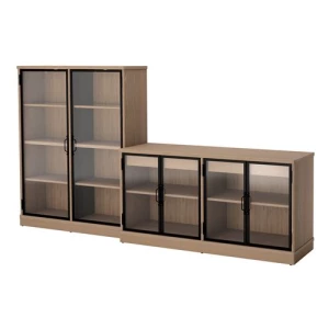 Шкаф для хранения  - LANESUND IKEA/ ЛАНЕСУНД ИКЕА, 282x47x152 см, коричневый/прозрачный