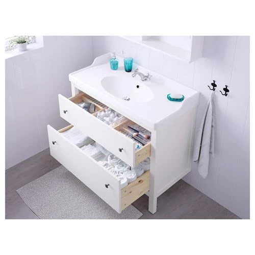 Тумба для раковины - HEMNES/RÄTTVIKEN /RАTTVIKEN   IKEA/ХЕМНЭС / РЭТТВИКЕН ИКЕА,  100x49x89 см, белый (изображение №2)