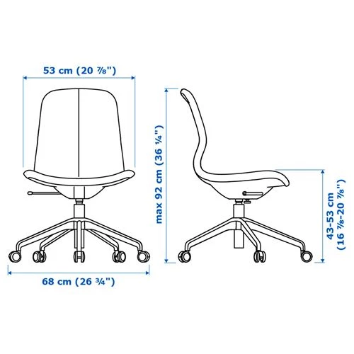 Офисный стул - IKEA LÅNGFJÄLL/LANGFJALL, 68x68x92см, розовый, ЛОНГФЬЕЛЛЬ ИКЕА (изображение №8)