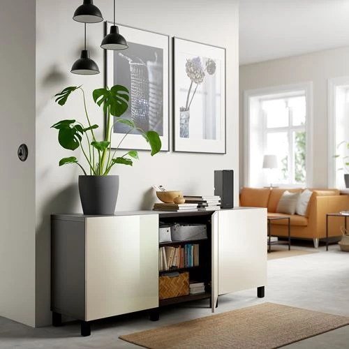 Комбинация для хранения - IKEA BESTÅ/BESTA/БЕСТА/БЕСТО ИКЕА, 180x42x74 см, серый (изображение №2)