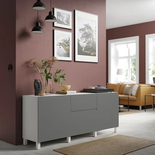 Комбинация для хранения - IKEA BESTÅ/BESTA/ БЕСТА/БЕСТО ИКЕА, 180x42x74 см, серый (изображение №3)