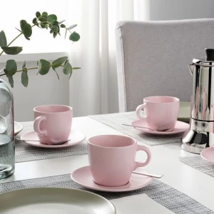 Чашка с блюдцем - IKEA FARGKLAR/FÄRGKLAR, матово-светло-розовая ФЭРГКЛАР ИКЕА