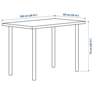 Письменный стол - IKEA LINNMON/ADILS, 100x60 см, белый, Линнмон/Адильс ИКЕА