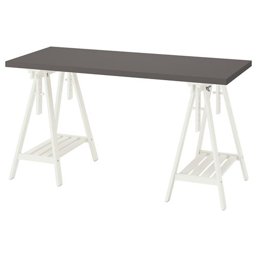 Письменный стол - IKEA LAGKAPTEN/MITTBACK, 140х60 см, белый/темно-серый, ЛАГКАПТЕН/МИТТБАКК ИКЕА