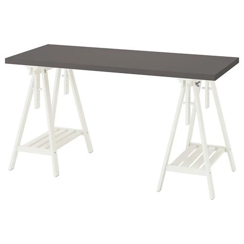 Письменный стол - IKEA LAGKAPTEN/MITTBACK, 140х60 см, белый/темно-серый, ЛАГКАПТЕН/МИТТБАКК ИКЕА (изображение №1)