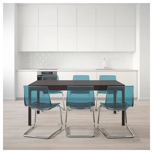 Стол и 6 стульев - EKEDALEN/TOBIAS IKEA/ ЭКЕДАЛЕН/ТОБИАС  ИКЕА, 94х70 см, коричневый/синий (изображение №2)