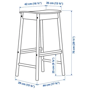 Барный стул - IKEA RОNNINGE/ИКЕА РЁННИНГЕ, 39х44х75 см ,  береза
