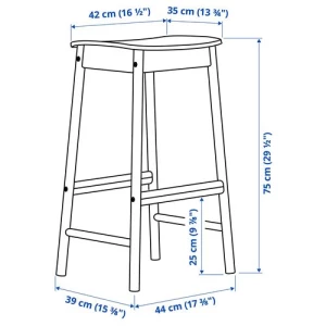 Барный стул - IKEA RОNNINGE/ИКЕА РЁННИНГЕ, 39х44х75 см , береза