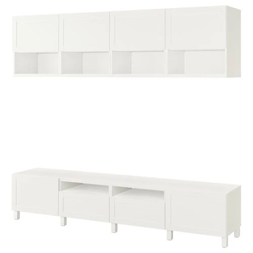 Шкаф для ТВ - IKEA BESTÅ/BESTA, 240x42x230 см, белый, Бесто ИКЕА (изображение №1)