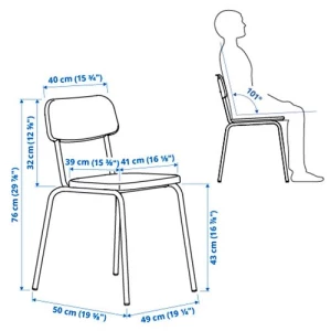 Стул - IKEA GRАSALA/GRASALA,76х49х52 см, серый, ГРОСАЛА ИКЕА