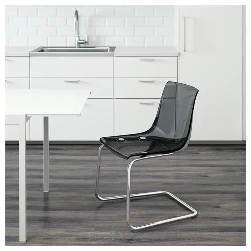 Стул - IKEA TOBIAS, 82х55х56 см, пластик серый/хром, ТОБИАС ИКЕА (изображение №4)