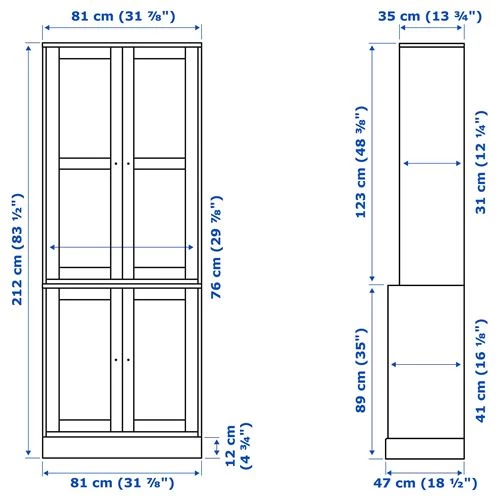 Комбинация для хранения со стеклянными дверцами - IKEA HAVSTA/ХАВСТА ИКЕА, 81x47x212 см, белый (изображение №8)