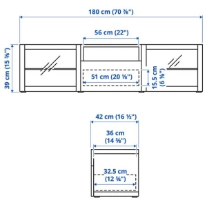 Тумба под ТВ - IKEA BESTÅ/BESTA, 180x42x39 см, черный, Бесто ИКЕА