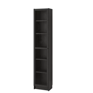 Книжный шкаф со стеклянной дверцей - BILLY/OXBERG IKEA/БИЛЛИ/ОКСБЕРГ ИКЕА, 30х40х202 см, чёрный