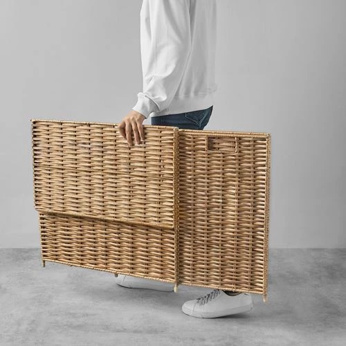 Корзина для белья - IKEA NATTGIBBA, 61х60 см, бежевый/коричневый, ИКЕА (изображение №4)