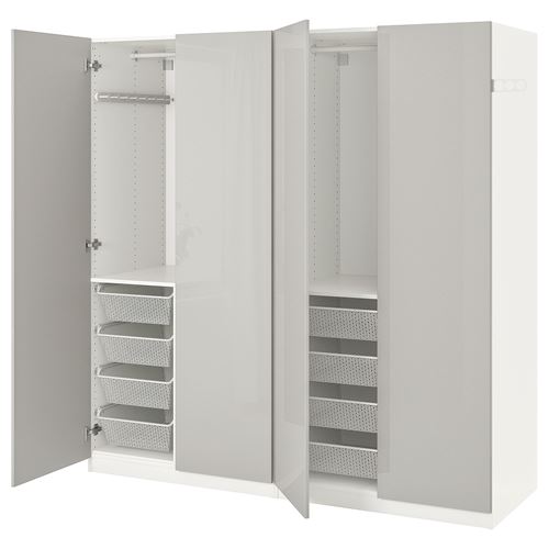 Платяной шкаф - IKEA PAX/FARDAL, 200x60x201 см, белый / глянцевый светло-серый ПАКС/ФАРДАЛЬ ИКЕА