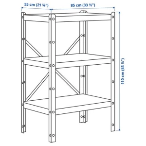 Стеллаж - IKEA BROR, 85х55х110 см, черный, БРУР ИКЕА