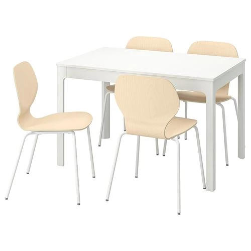 Стол и 4 стула - IKEA EKEDALEN/SIGTRYGG, 120/180х80 см, белый/бежевый,, ЭКЕДАЛЕН ИКЕА (изображение №1)