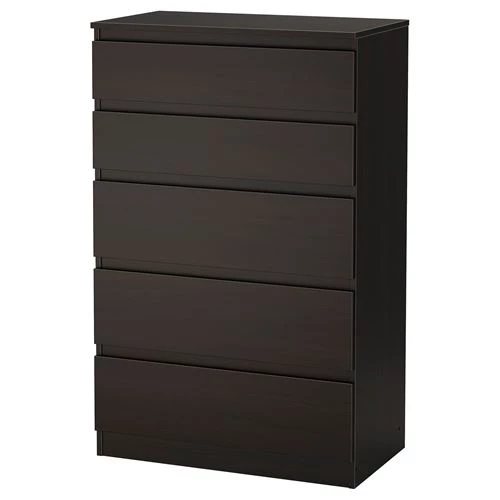 Комод с 5 ящиками - IKEA KULLEN/КУЛЛЕН ИКЕА, 112х40х70 см, черный (изображение №1)