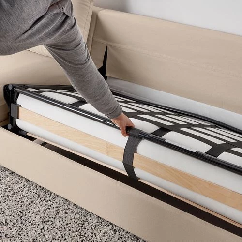 Диван-кровать угловой 2-местный - IKEA VIMLE, 285х98/241х83 см, бежевый, ВИМЛЕ ИКЕА (изображение №6)