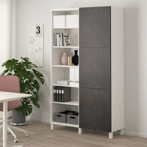 Книжный шкаф с дверцей - IKEA BESTA, 120x42x202 см, белый, БЕСТА ИКЕА (изображение №7)