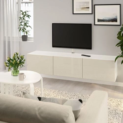 Тумба под ТВ - IKEA BESTÅ/BESTA, 180x42x38 см, серый, Бесто ИКЕА (изображение №5)