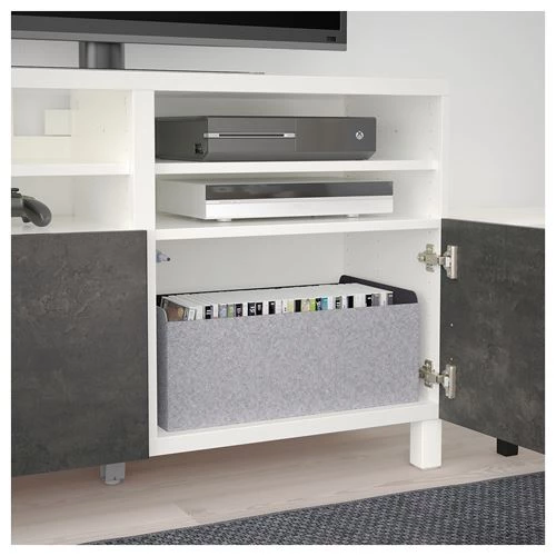 Тумба под ТВ - IKEA BESTÅ/BESTA, 120x40x74 см, серый, Бесто ИКЕА (изображение №3)