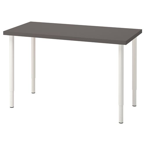 Письменный стол - IKEA LAGKAPTEN/OLOV, 120х60х63-93 см, темно-серый/белый, ЛАГКАПТЕН/ОЛОВ ИКЕА