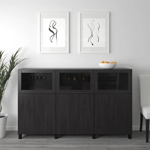 Комбинация для хранения - IKEA BESTÅ/BESTA/ БЕСТА/БЕСТО ИКЕА, 180x42x112 см, черный (изображение №7)