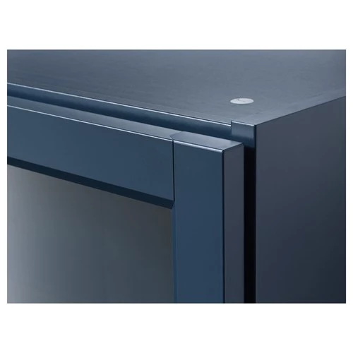 Книжный шкаф со стеклянной дверцей - BILLY/OXBERG IKEA/ БИЛЛИ/ОКСБЕРГ ИКЕА, 30х80х202 см, синий (изображение №5)