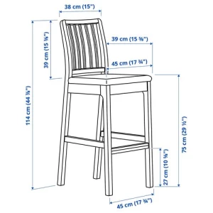 Барный стул - EKEDALEN IKEA, 114х45х51 см, коричневый, ЭКЕДАЛЕН ИКЕА