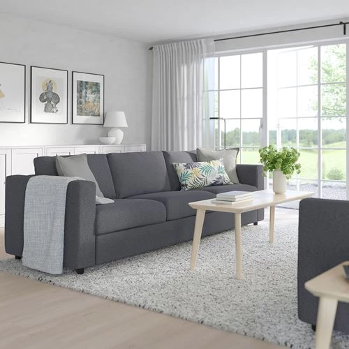 Диван-кровать 3-местный - IKEA VIMLE, 261х98/241х83 см, серый, ВИМЛЕ ИКЕА (изображение №3)