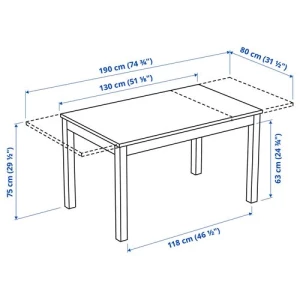 Раздвижной обеденный стол - IKEA LANEBERG, 190/130х80х75 см, коричневый, ЛАНЕБЕРГ ИКЕА