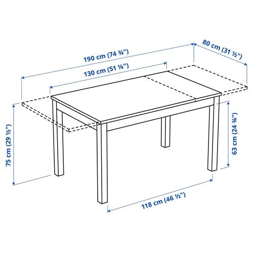 Стол и 4 стула - IKEA EKEDALEN/LANEBERG, 130/190x80 см, темно-коричневый/серый, ЭКЕДАЛЕН/ЛАНЕБЕРГ ИКЕА (изображение №6)