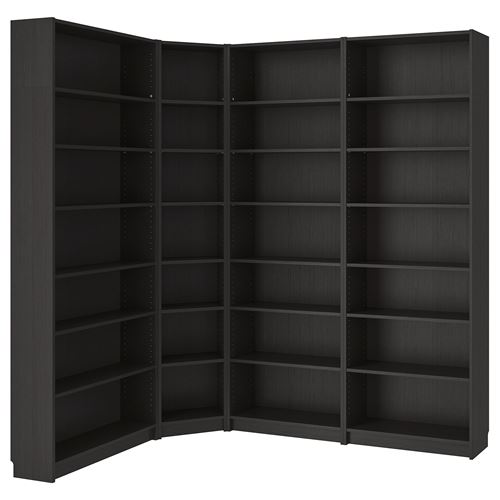 Угловой книжный шкаф - BILLY IKEA/БИЛЛИ ИКЕА, 28х135/215х237 см, чёрный