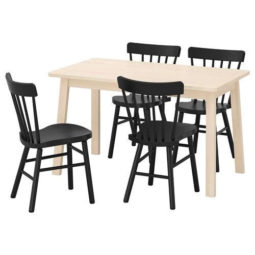 Обеденный набор - NORRÅKER/NORRARYD IKEA/  НОРРОКЕР ИКЕА,  125х74 см, под беленый дуб /черный (изображение №1)