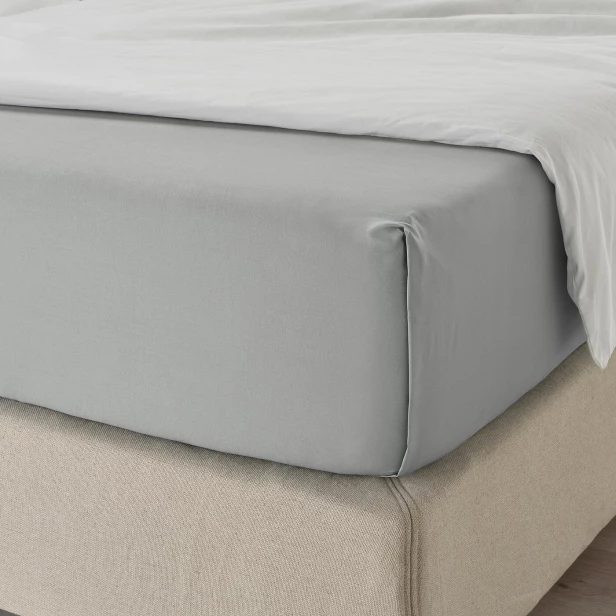 Простыня, хлопок 100% - аналог IKEA DVALA, 150x260 см, серый (изображение №2)