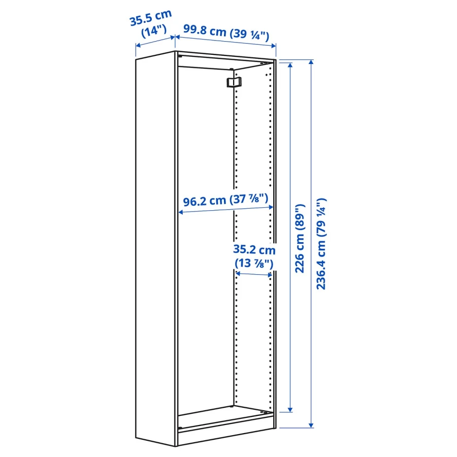 Икеа, ПАКС каркас гардероба100x58x236 см