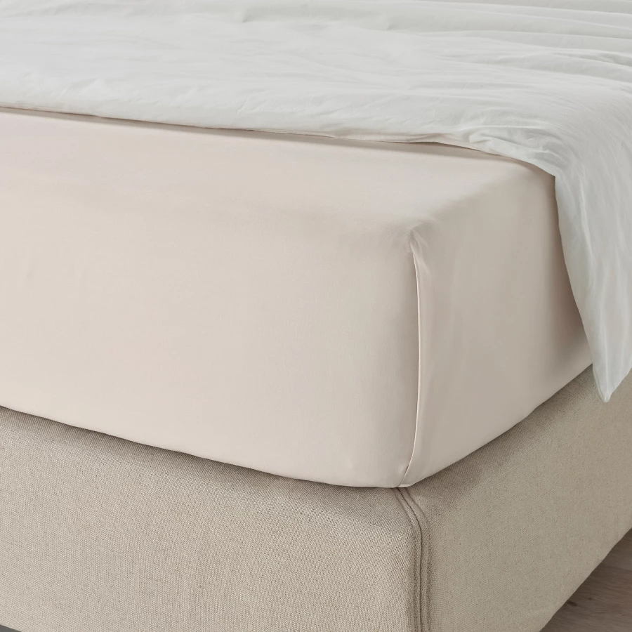 Простыня, хлопок 100% - аналог IKEA DVALA, 150x260 см, бежевый (изображение №3)