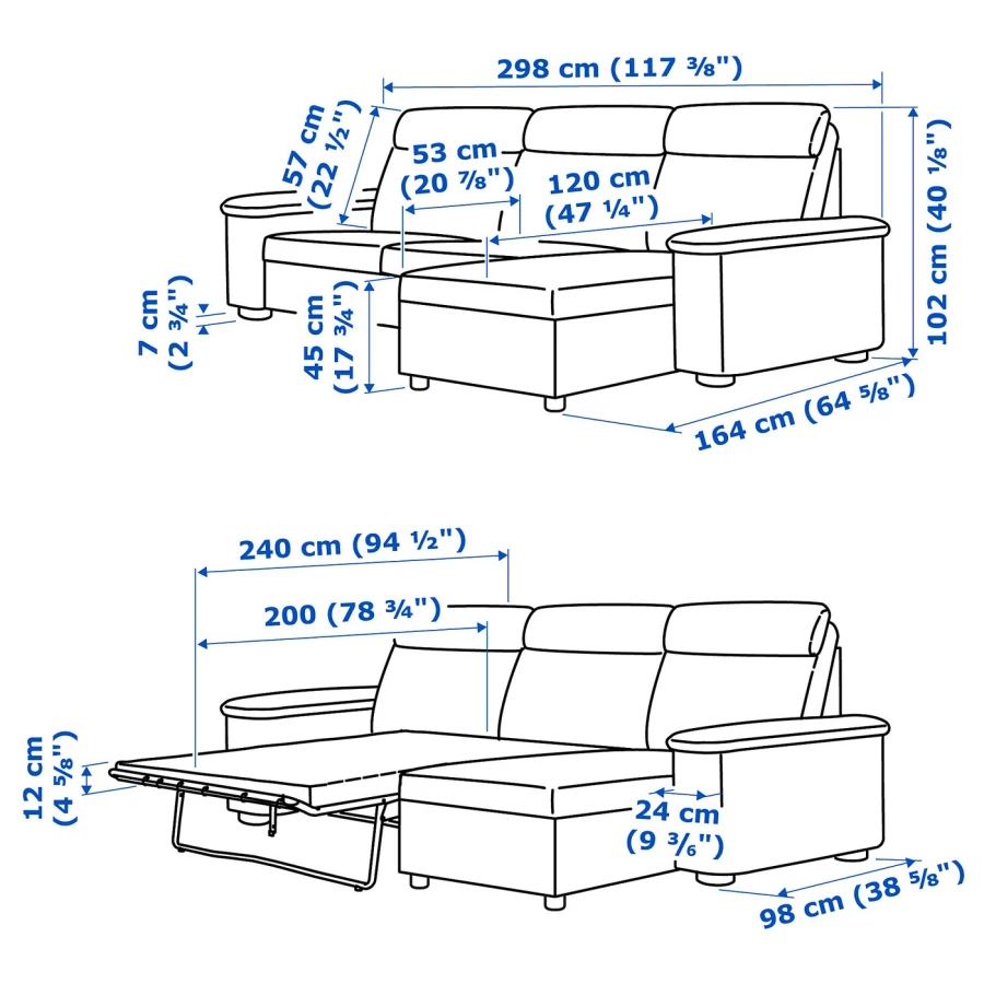 Ikea диван размеры