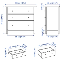 HEMNES ХЕМНЭС Комод с 3 ящиками