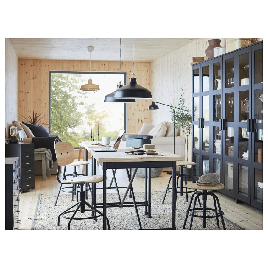 Офисный стул - IKEA KULLABERG, 58x58x94см, коричневый/светло-коричневый, КУЛЛАБЕРГ ИКЕА (изображение №7)