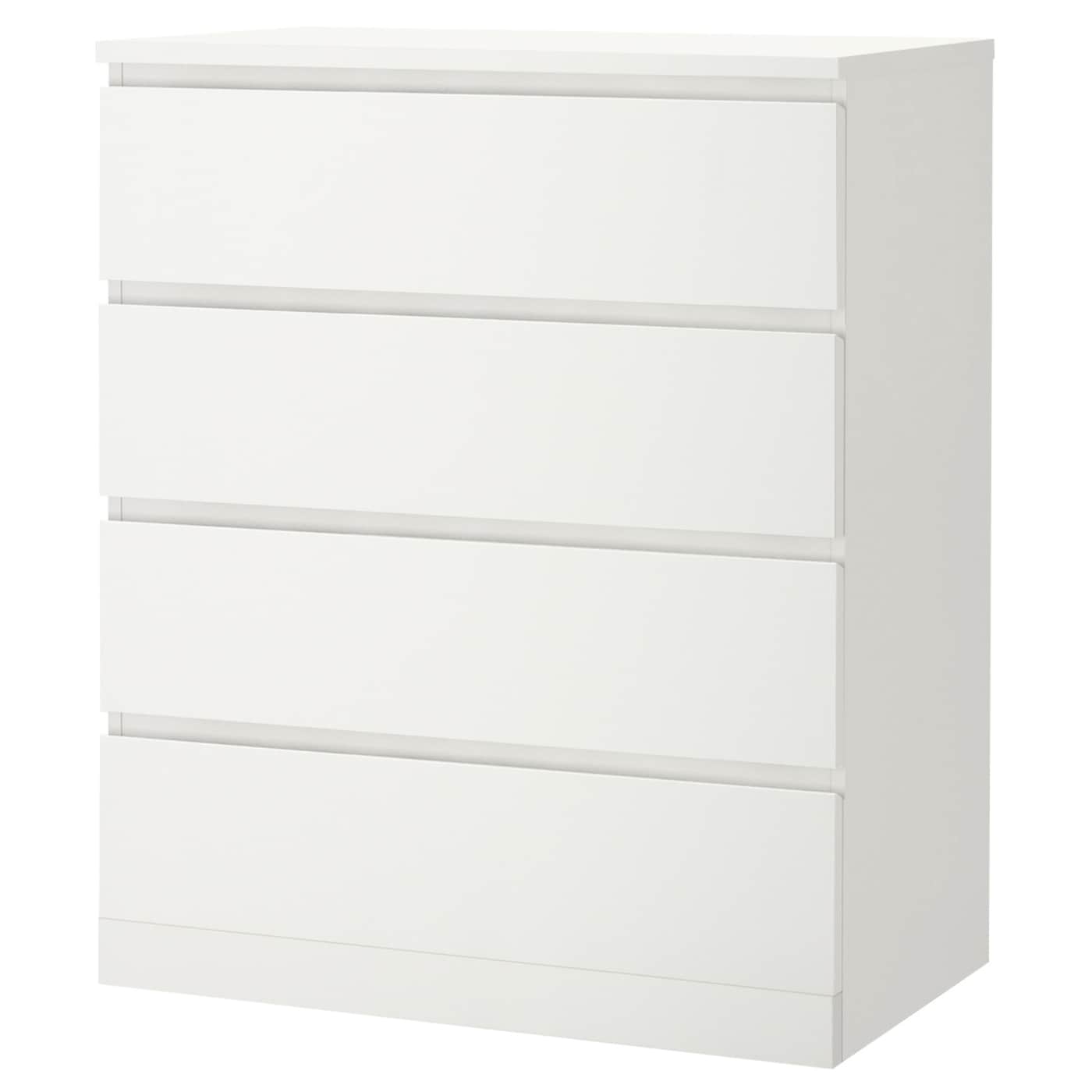 Комод с 4 ящиками - IKEA MALM, 80x100х48 см, белый МАЛЬМ ИКЕА