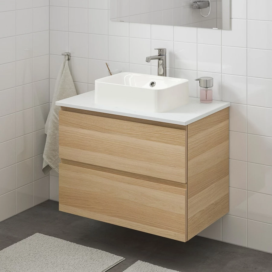 GODMORGON/TOLKEN ГОДМОРГОН/ТОЛКЕН / HÖRVIK ХОРВИК Шкаф со столешницей 45x32 раковина ИКЕА (изображение №2)