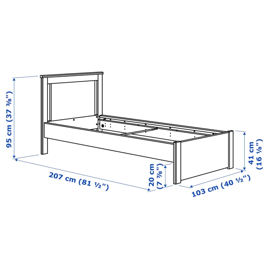 SONGESAND СОНГЕСАНД каркас кровати, белый/лурой90x200 см